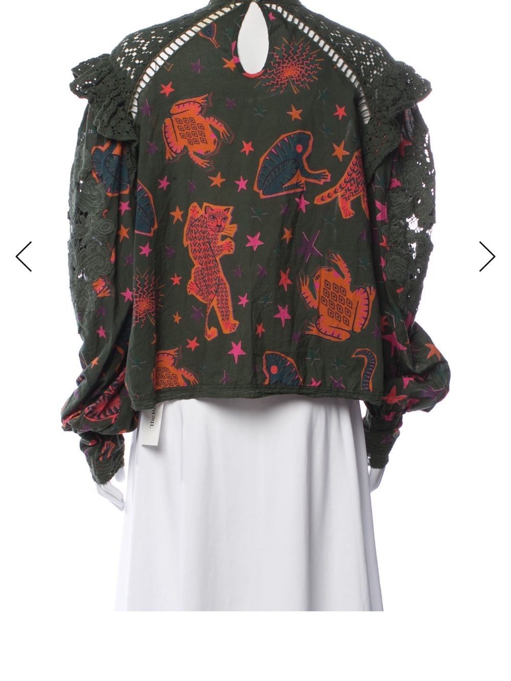 FARM RIO Star & Floral Embroidered Crochet Sleeve Blouse - Picture 3 of 3